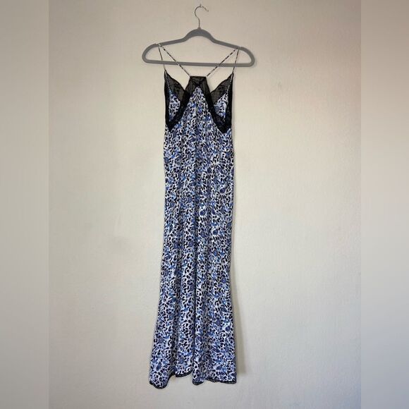Zadig & Voltaire Risty Spark Maxi Blue Dress Lace Floral Size S - Picture 6 of 7